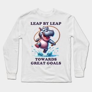 Hippo Skip: Splash Into Success Long Sleeve T-Shirt